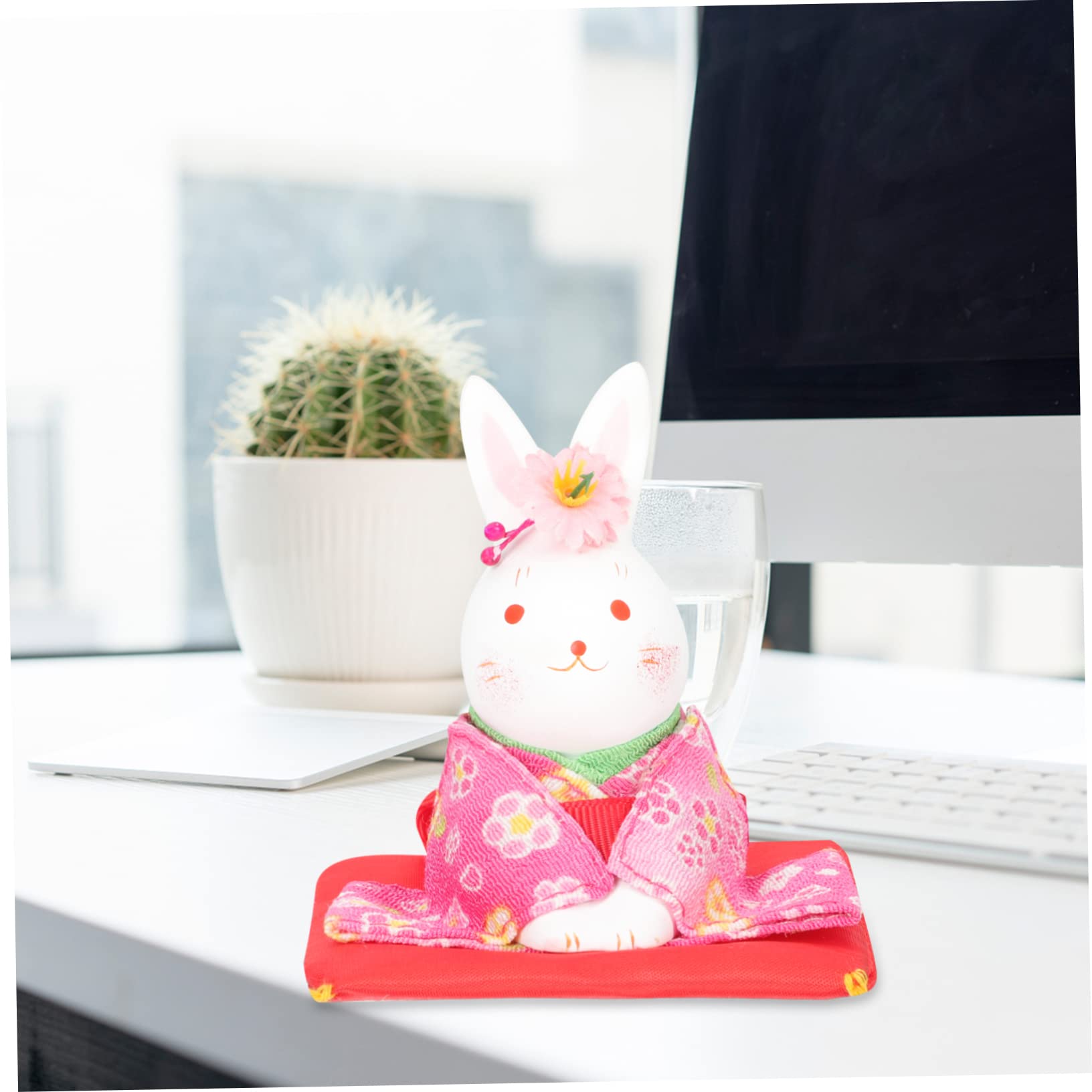 Alipis 5 Pièces Kimono Lapin Chanceux Fortune Lapin Statue Accessoires pour La Maison Bureau Minuscule Statues Mini Figurines Table Décoratif Miniature Animaux