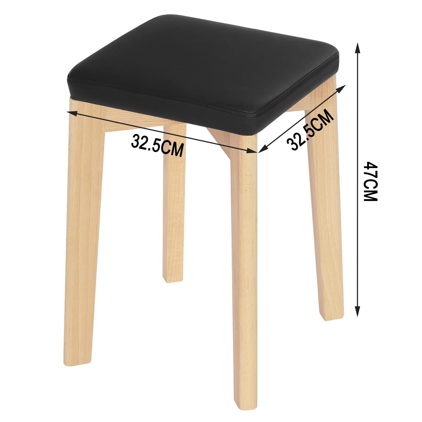 WOLTU Lot de 2 Chaises de Salle à Manger,Tabouret de Cuisine | Tabouret en Bois Massif avec Siège Rembourré d’Éponge et Recouvert de PU
