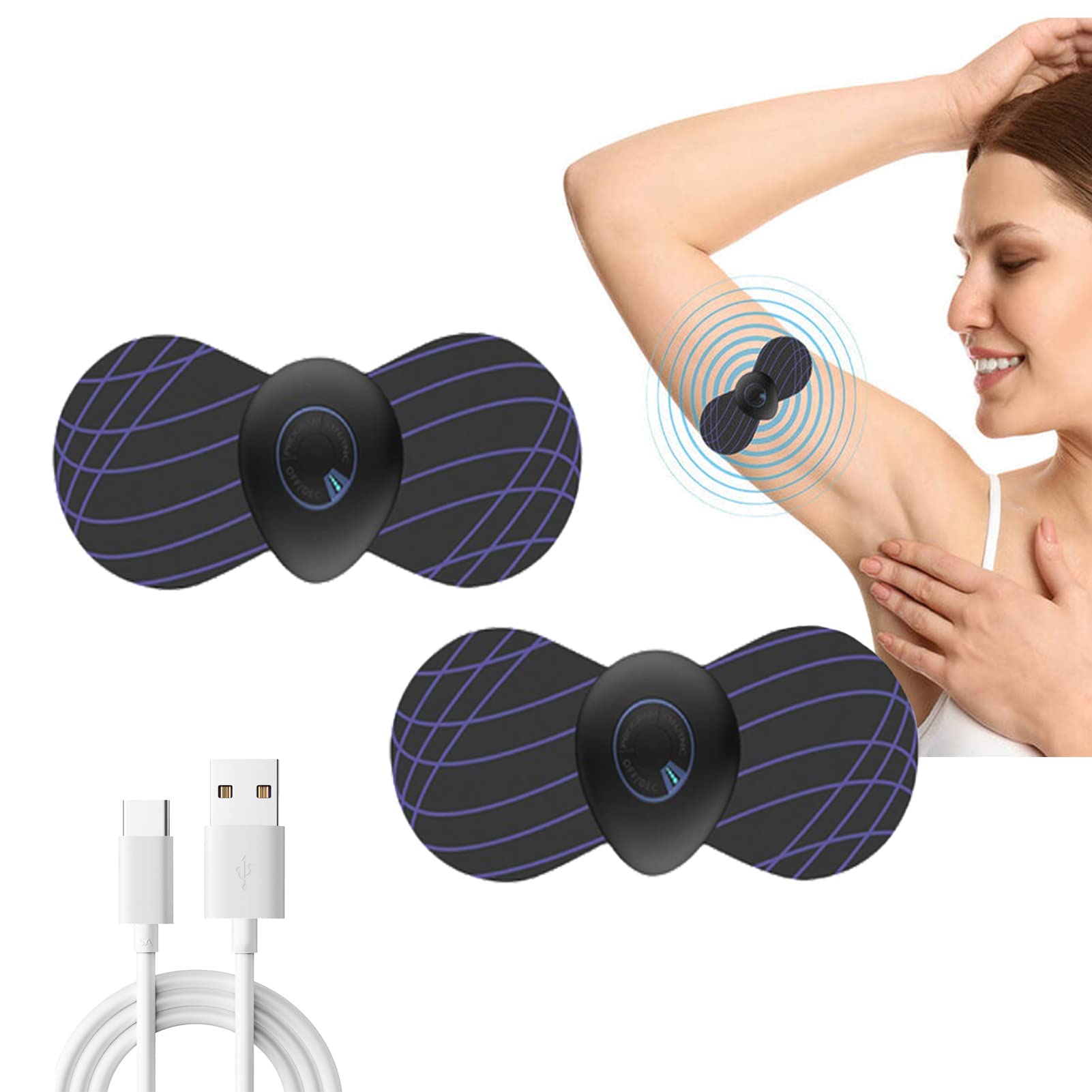 MAKINGTEC Lymphatic Drainage Massage Pad, Lymphatic Drainage Massager, 2pcs Rechargeable Lymphatic Drainage Massage Pad, Small Neck Massager, Body Massager for Arms, Neck, Shoulder, Back, Waist, Legs