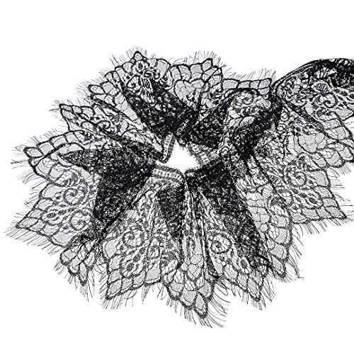 LANSEYQO 2 x 3 m, borde de encaje negro floral, borde festoneado, decoración para envolver regalos, banquetes, accesorios de ropa