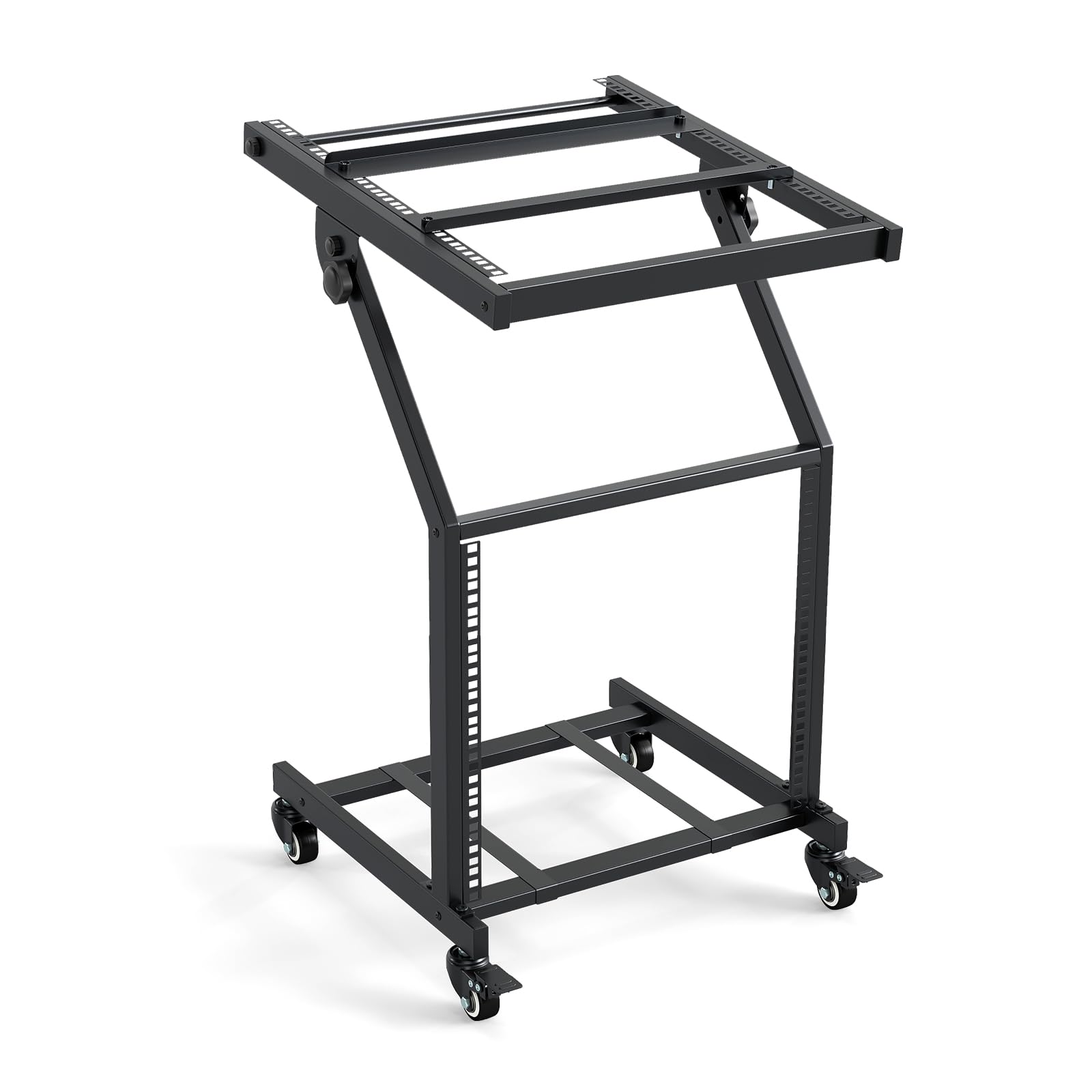 FANTASK mobiler Rack Wagen, 30" DJ Controller Ständer mit verstellbaren Querstreben & abschließbaren Rollen, DJ Rackhalterung Rollwagen für Musikstudio, Sound-Equipment