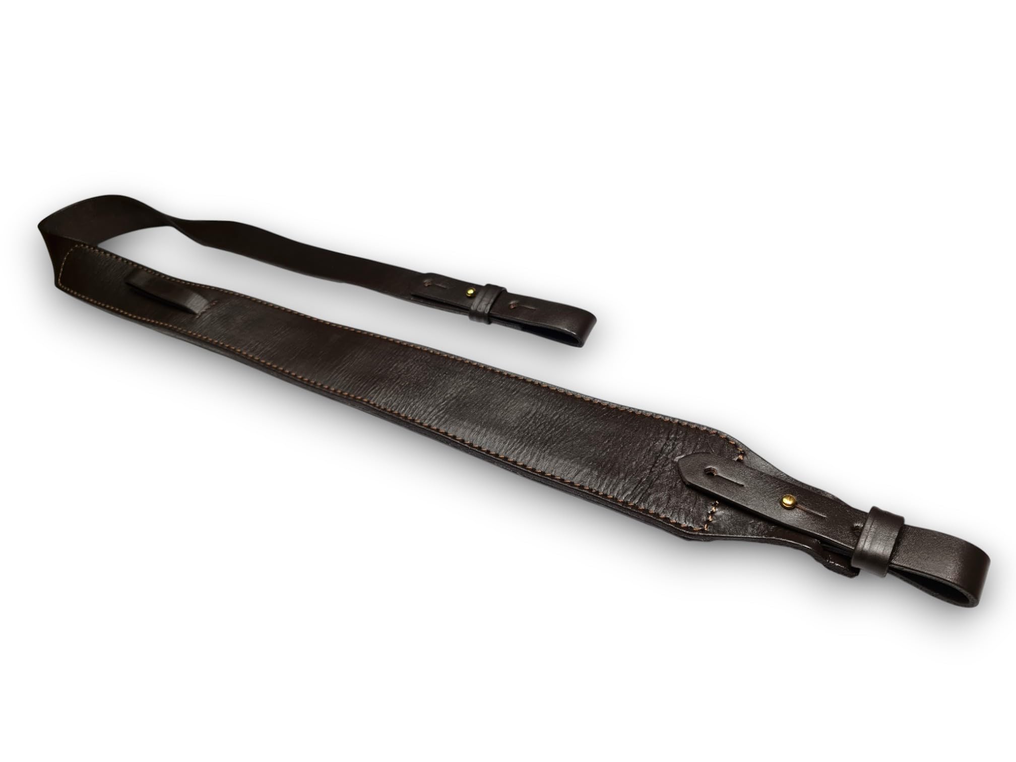 VlaMiTex J47 Gewehrriemen aus Leder – Gewehrgurt Braun mit Anti-Rutsch-Auflage – mit Daumenschlaufe bis ca. 110 cm – für Büchse & Flinte