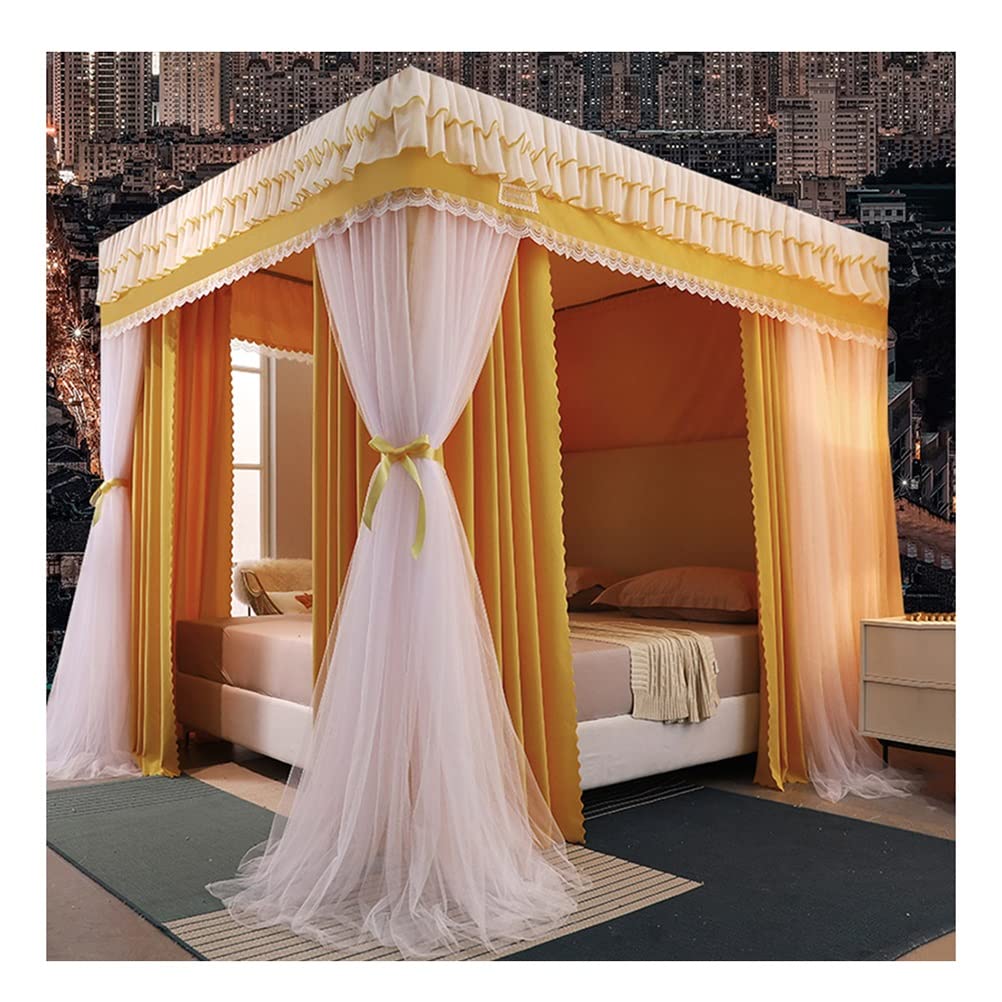 GJMSSMY Double bed canopy mosquito net with bracket, romantic decorative four-season bed curtain for princess room bedroom (Size : 150X200X200CM)