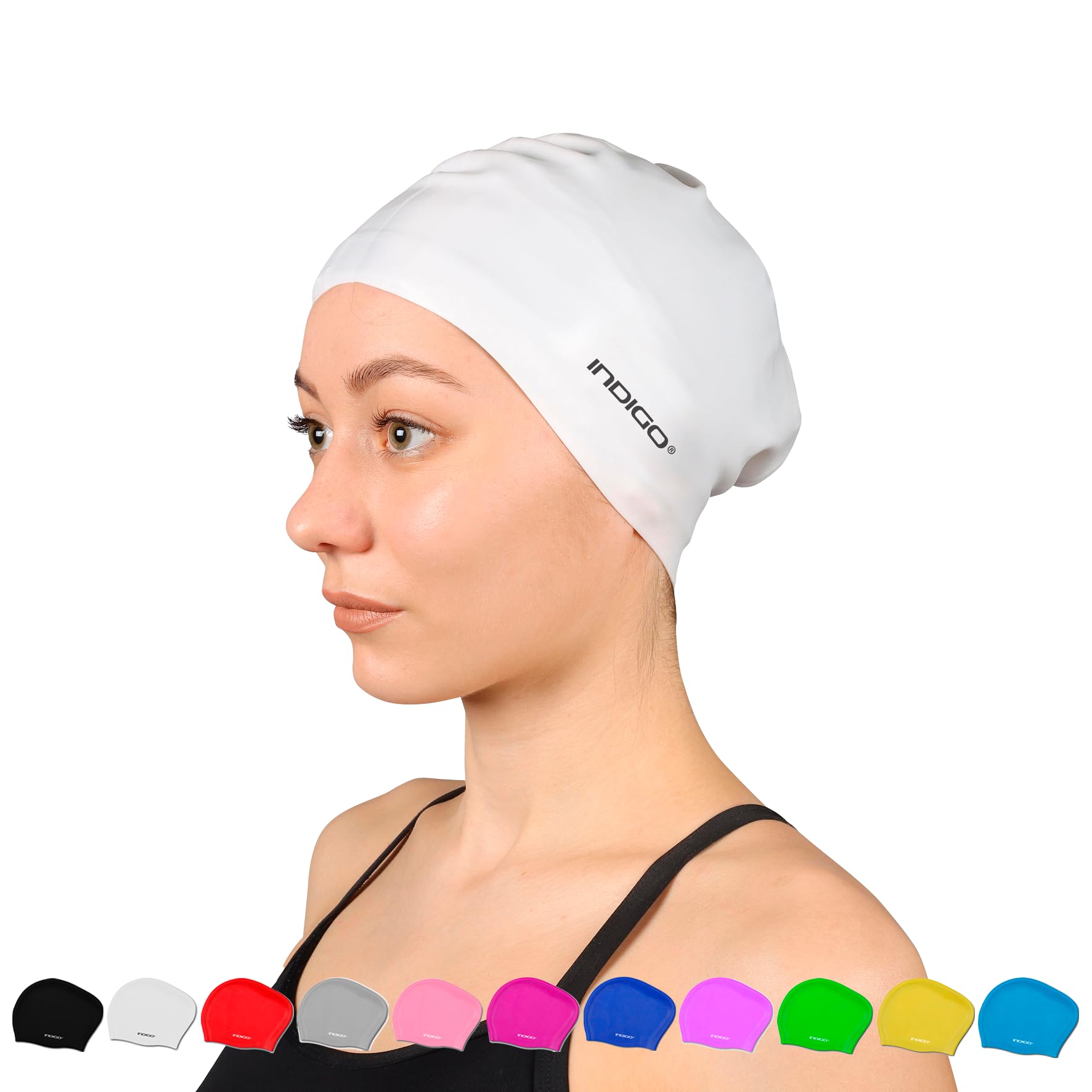 DRUNA Gorro de Natación de Silicona para Pelo Largo Mujeres