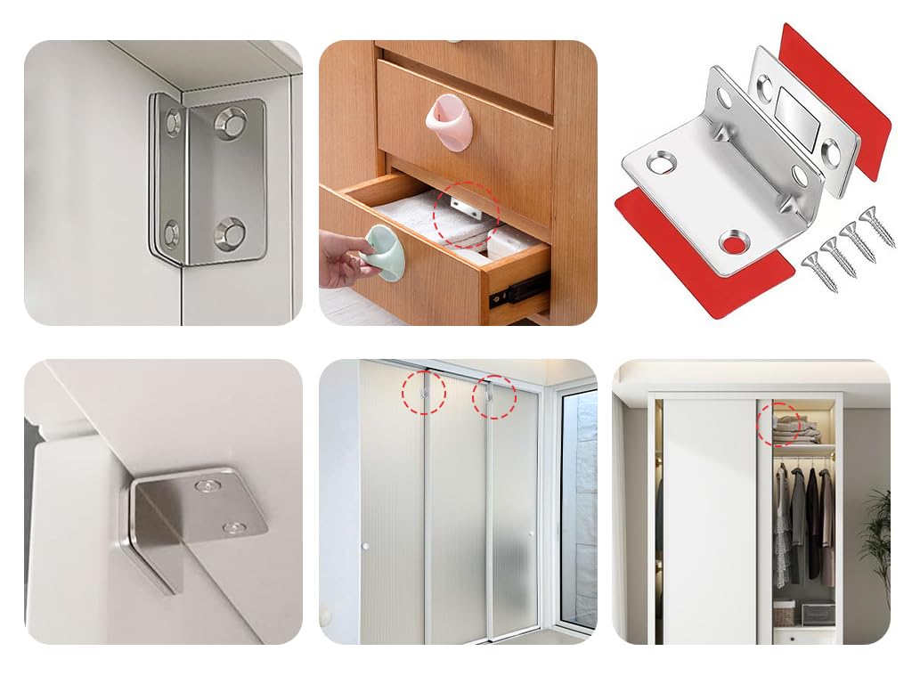 12 Pezzi Chiusura Magnetica per Ante, Adesivo Chiusura Magnetica con Viti e Cacciavite, Chiudiporta Calamita,Chiusura Magnetica per Ante,Calamite Porta,per Cassetti,Chiudiporta,Armadio,Finestre