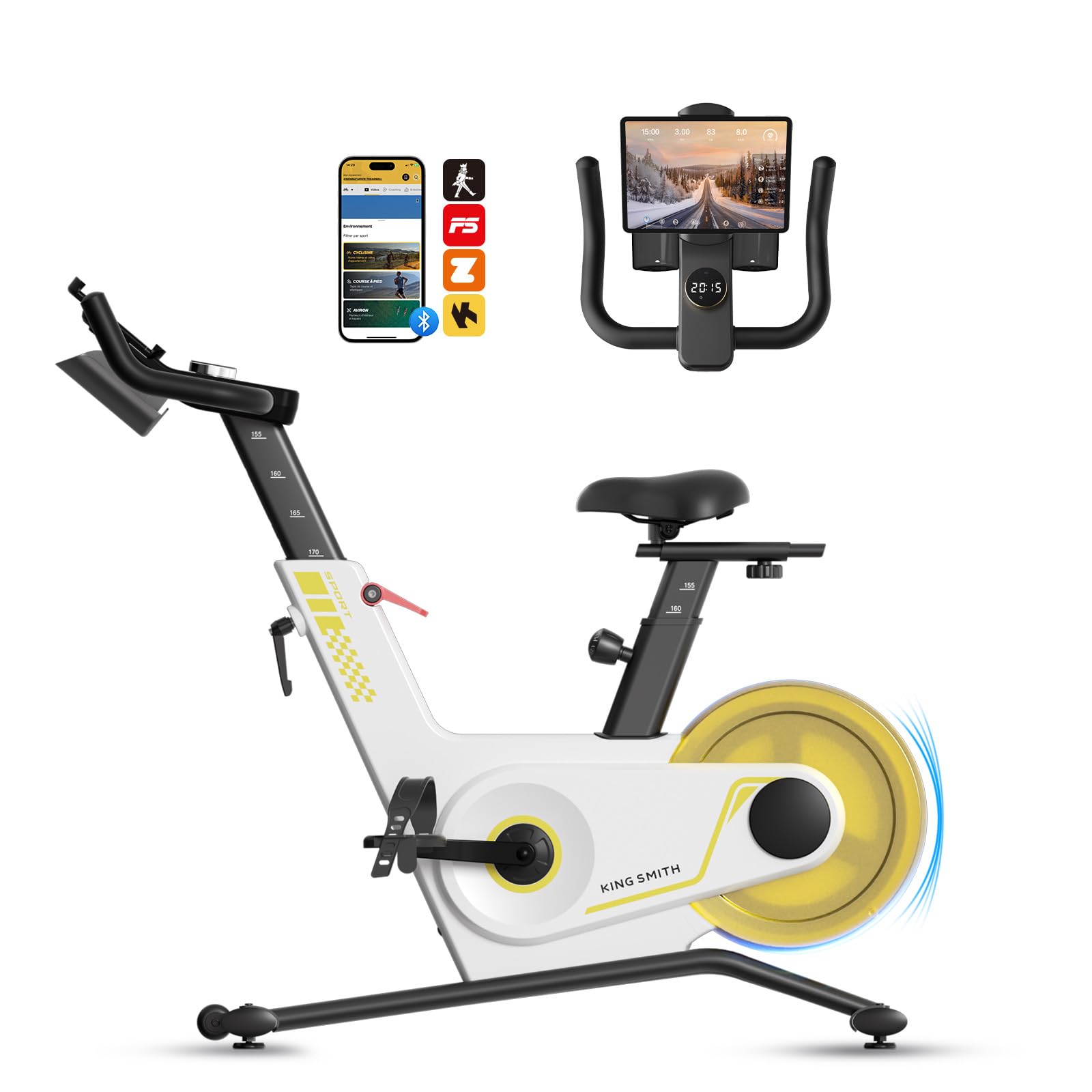 Cyclette per Casa, 40 Livelli di Resistenza Magnetica, Pieghevole per Interni, Capacità di Peso di 120 kg, Bici da Fitness Silenziosa, con Display a LED, App Supportata, Colore Bianco