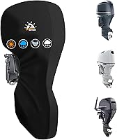 Zettum Outboard Motor Cover 250-300HP - 600D Heavy Duty Waterproof Boat Engine Cover, Fade-Resistant Black Protector