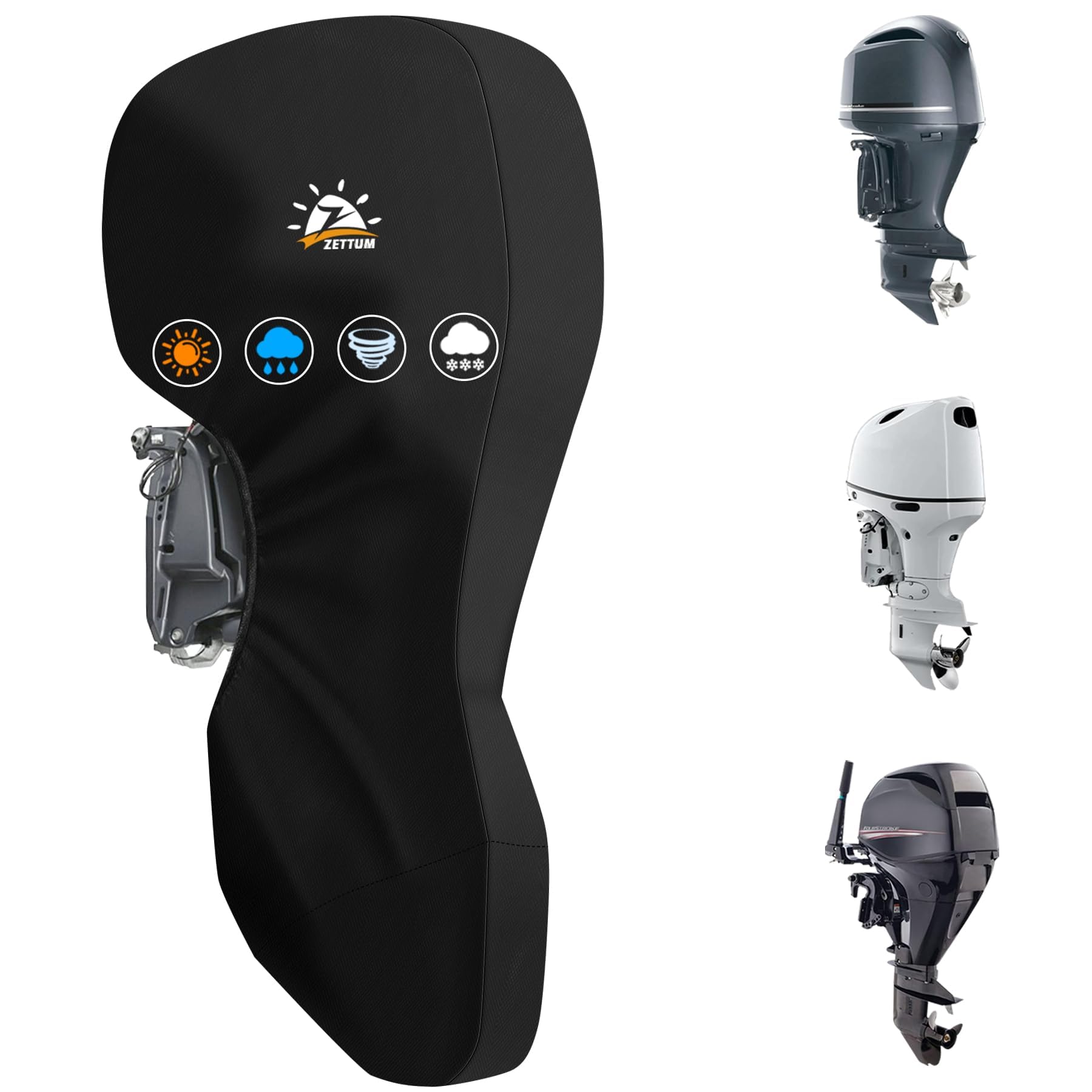 Zettum Buitenboordmotorhoes – Geschikt Tot 25 PK, 600D PU, Waterdicht, UV-bestendig, Zwart – Voor Honda, Mercury, Suzuki En Meer