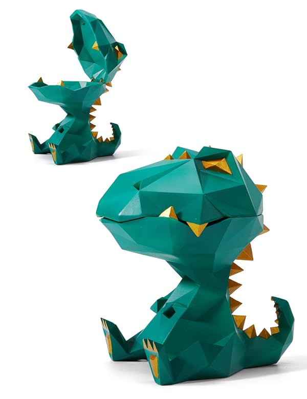 HAUCOZE Dinosaur Candy Dish Cookie Jar Storage Statue Modern Home Decor Sculpture Table Centerpiece Gift for Living Room Green 7.5 Inch by HAUCOZE - Used condition - US$37.49