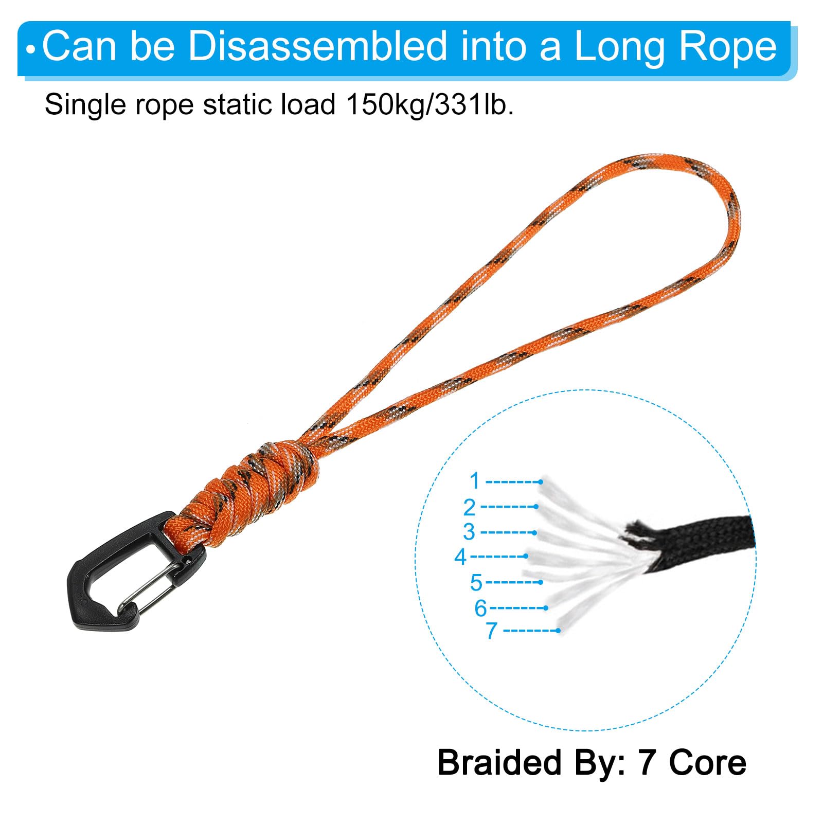 PATIKIL Badge Lanyard 8.6 Inch, Necklace Keychain Cord Metal Clasp Hook Ring Strap for Keys Whistle ID Card Badge Holder Camo Orange - Image 3