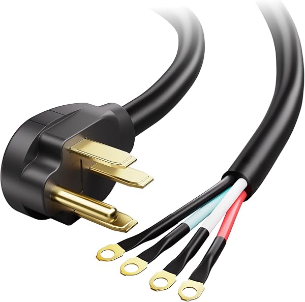 Cable Matters 4 Prong to 4 Wire Range Cord, Heavy Duty 6/8 AWG 50 Amp Cord (NEMA 14-50P to 4-Wire)