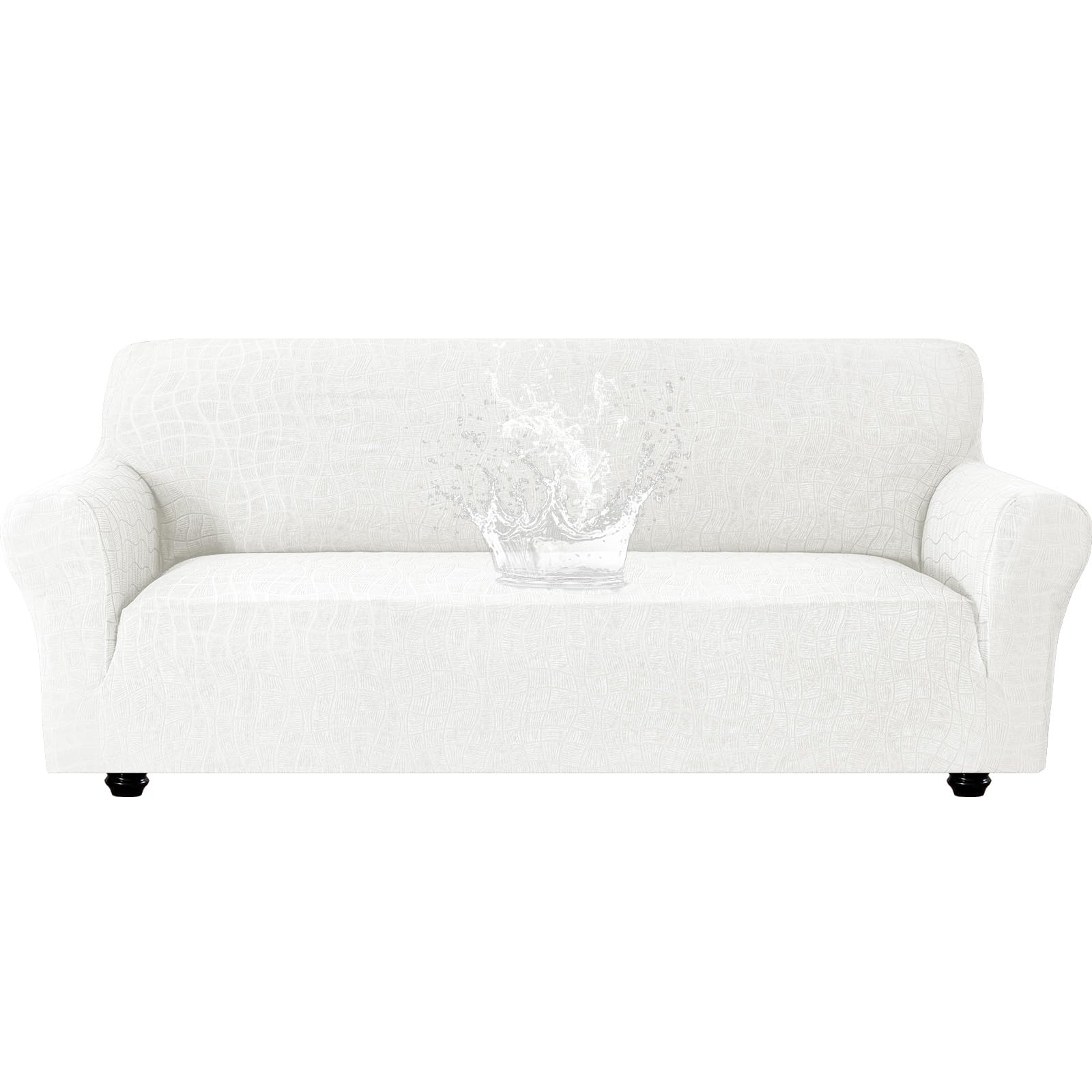 Ystyle Funda Sofa Impermeable 3 Plazas, Ajustables Fundas Sofa Elasticas, Universales Cubre Sofas Antiarañazos Gatos, Couch Cover Antideslizante Antimanchas, con Reposabrazos, Crema Global Recycled Standard Global Recycled Standard Global Recycled Standard