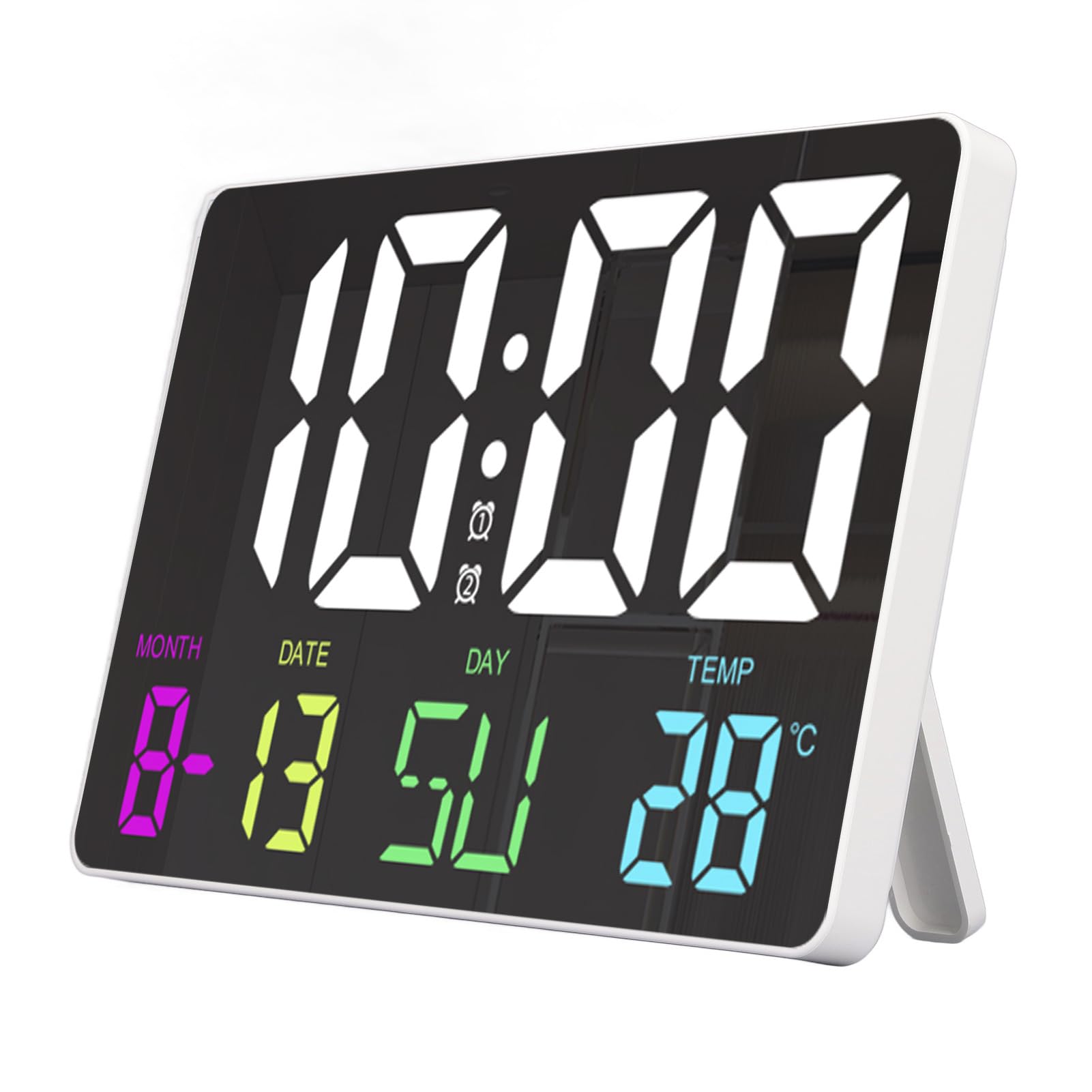 Headerbs Digitale Wanduhr, LED Große Wanduhr mit Fernbedienung, ABS, für