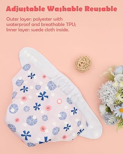 Miniatura 2 de ALVA BABY 6DM126 - Pañal de tela para bebé, paquete de 6 con 12 insertos, tamaño único, ajustable, lavable, reutilizable, para bebés y niños