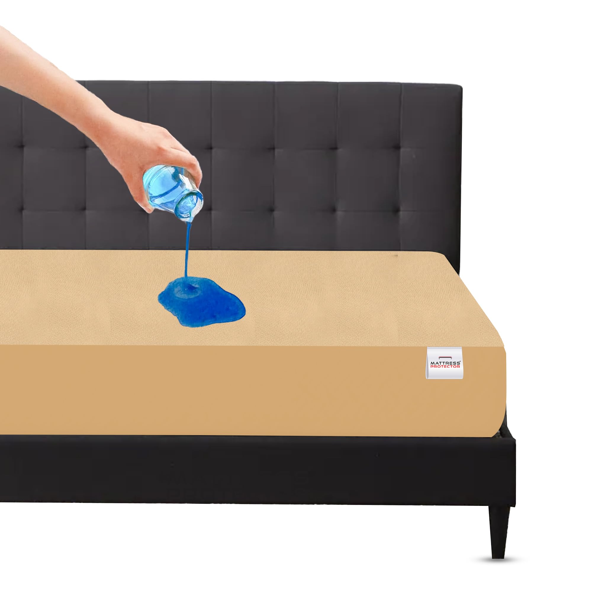 Mattress Protector Cotton Feel Terry Ultra Soft Waterproof Mattress Protector | Breathable, Hypoallergenic Bed Cover | 84x78 inch (7x6.5 ft), Beige