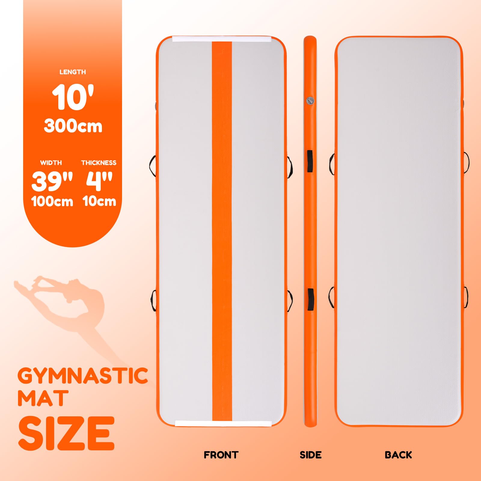 Tuxedo Sailor Tapis de Gymnastique Gonflabile Air Matte Track 10 cm, 3M/4M Tapis de Tumbling con Pompa ad Aria Elettrica, per Casa, Palestra, Spiaggia, Yoga, Verde