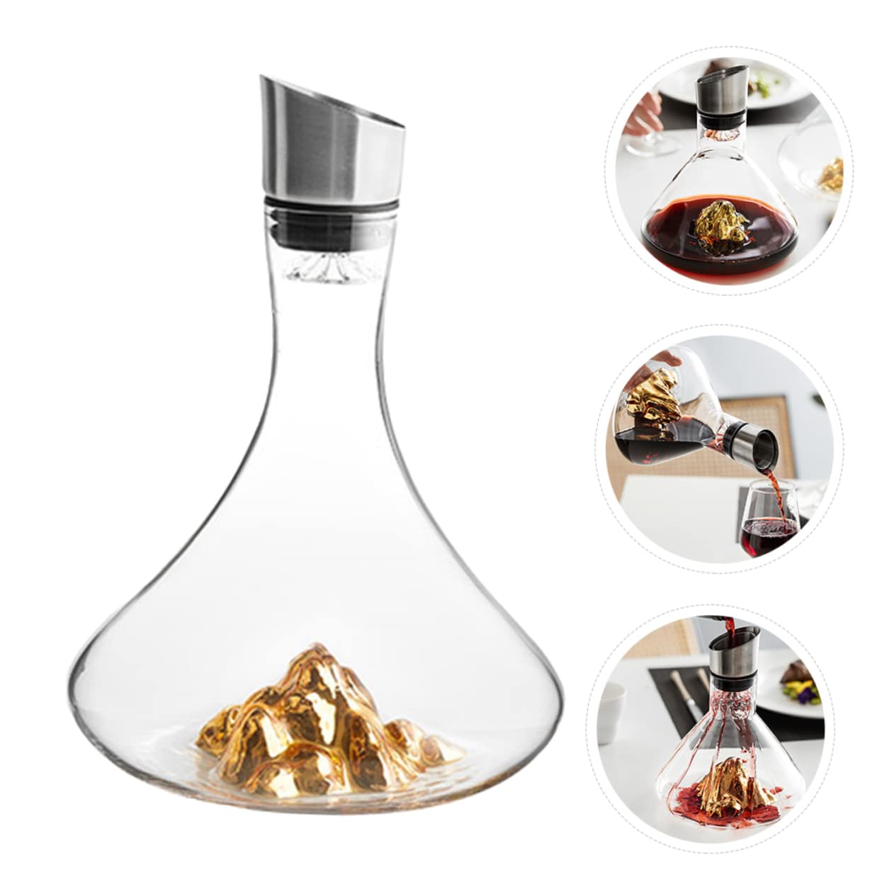 FUNOMOCYA 1pc Iceberg Decanter Wine Decanter Globe Serving Decanter Decanters Decorative Wine Aerator Wine Breather Fast Wine Decanter Drink Dispenser Simple Decanter Golden Crystal