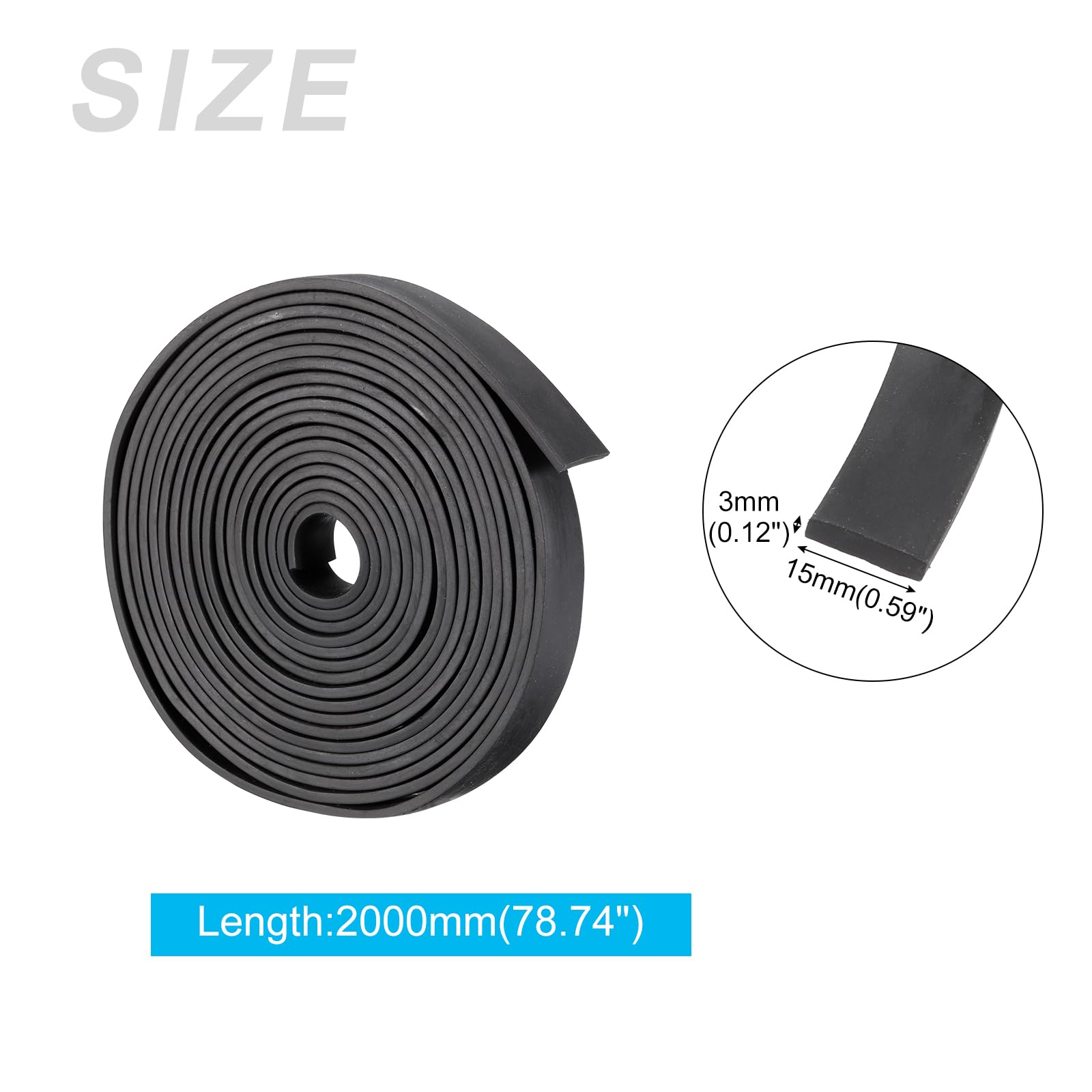 METALLIXITY Solid Rubber Strips (78.74" L x 0.59" W x 0.12" T) 1Pcs, Rubber Neoprene Sheet Rolls - Image 2
