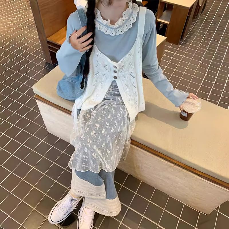 Women Lace Skirt Y2k Skirt Coverup Skirt See Through Lace Layered Skirt Mesh Stacked Wrap Skirt Korean Streetwear3