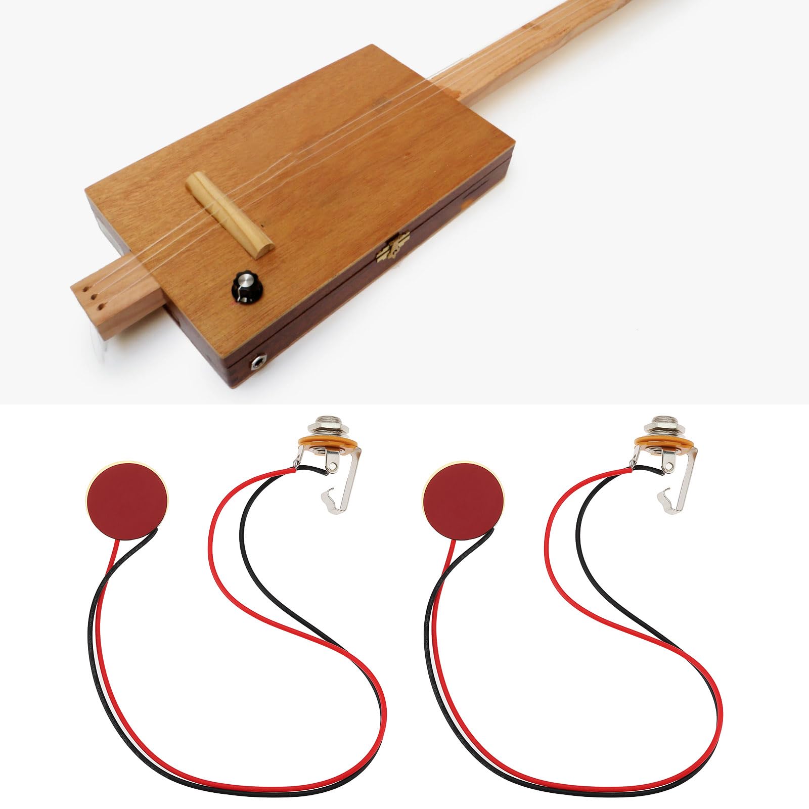 EMSea 2pcs 1/4" Guitar Piezo Pickup Harness Compatible with Cigar Box Line Length 300mm - Image 4