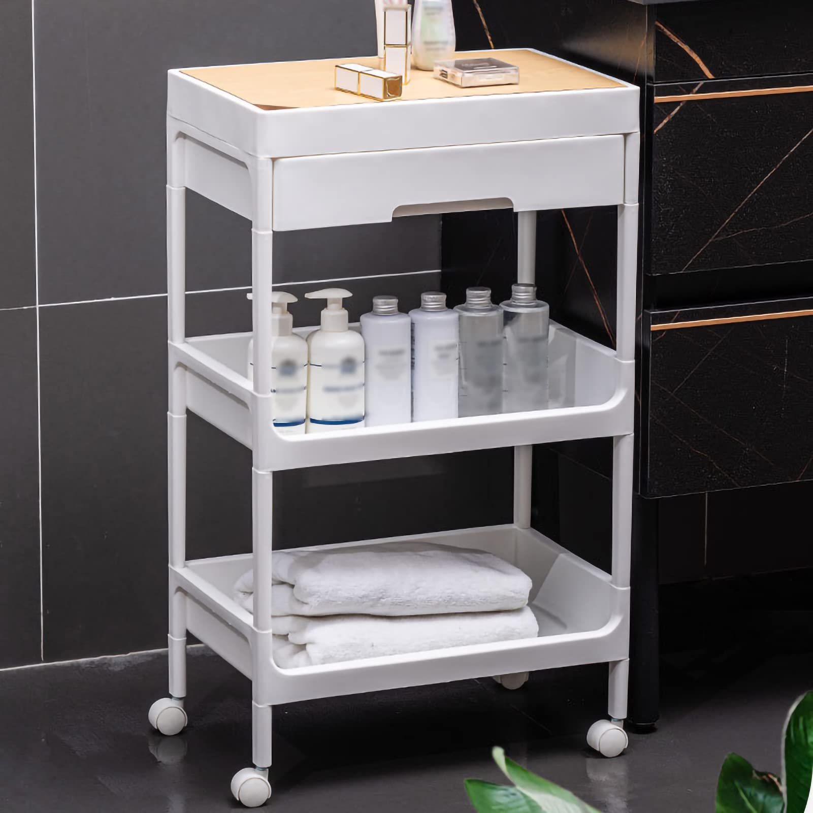 Meuble de rangement étroit pour salle de bain et cuisine avec tiroirs de rangement amovibles