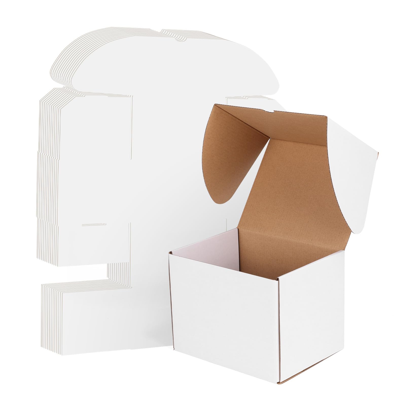 WIFTREY 8x6x6 inches Shipping Boxes set of 20 White Corrugated Cardboard Box for Packaging Small Business, Moving, Mailing