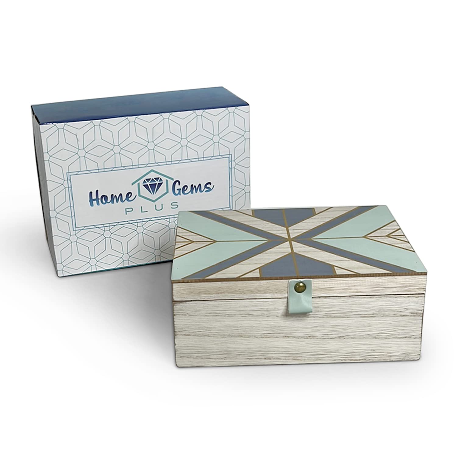 Home Gems PlusDecorative Box - Wooden Storage Box with Hinged Lid - Small Memory Box For Keepsakes Keepsakes, Important Documents, Family Heirlooms