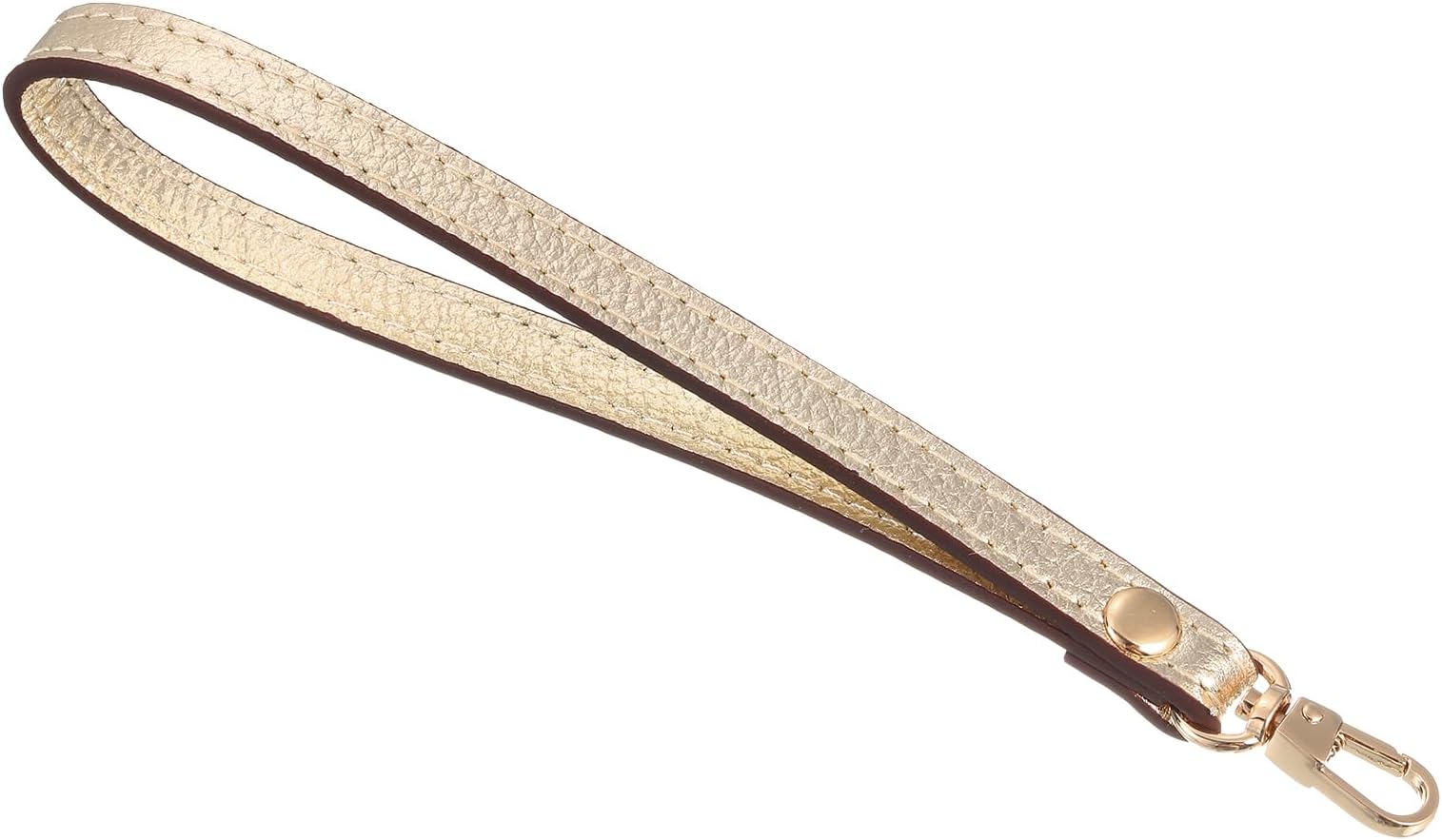 uxcell Leather Wristlet Strap, 7.48" Hand Wrist Lanyard Leather Replacement Wrist Strap for Clutch Wallet Keychain Bag DIY (Gold, Gold)