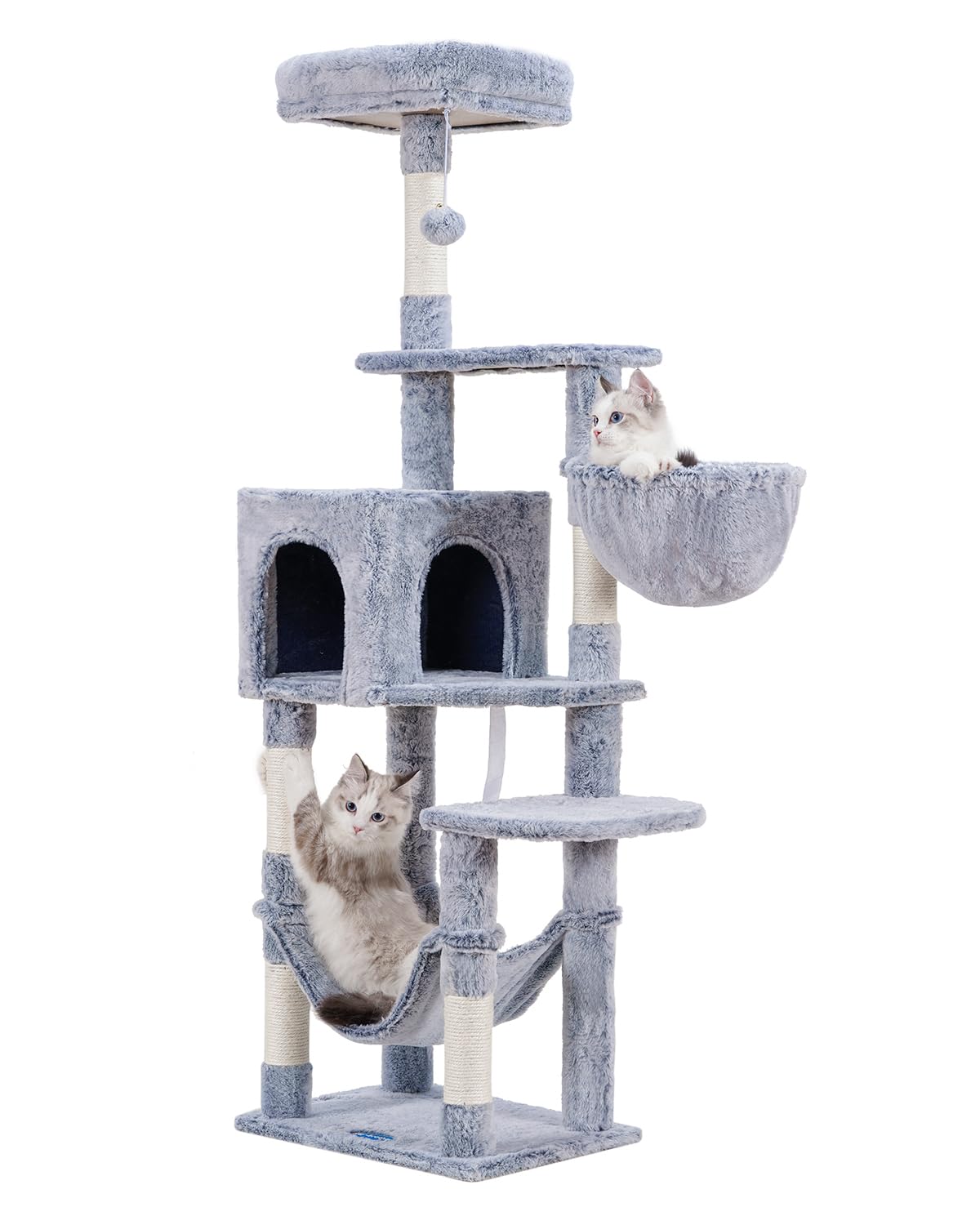 Hey-brother Cat Tree with Large Hammock, Multi-Level Cat Tower for Indoor Cats, Cat Condo with Sisal-Covered Scratching Posts and Top Perch, Pewter MPJ050PE