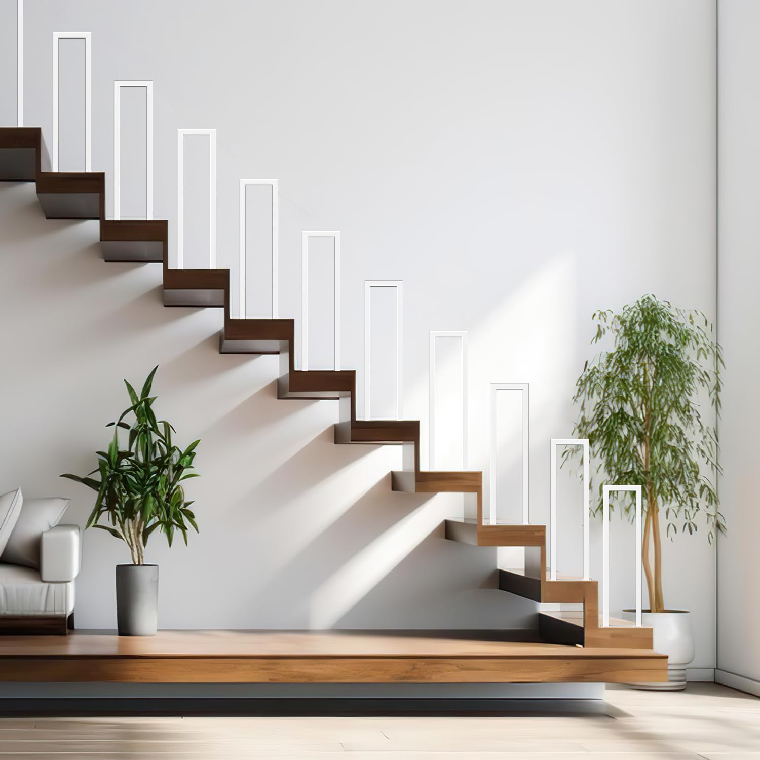 Rampe d'escalier en métal inoxydable carré, garde-corps de balustrade, forme U pour intérieur et extérieur pour escaliers, garde-corps antidérapant décoratif pour entrée, couloir (65 cm