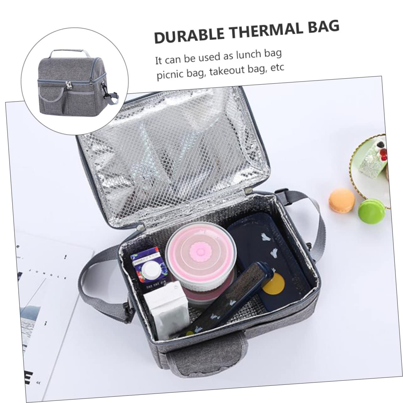 TOPBATHY Collation Portable Isolée En Coton Perlé En Aluminium Tissé 3 Pièces Pour Conserver La Fraîcheur