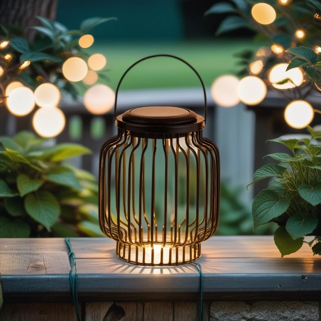 Juego de 2 faroles solares de Estilo escandinavo: lámparas Decorativas Modernas para balcón y jardín de Lazar