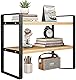 Dreamhousey 2-Etagen Holz-Bücherregal, Desktop-Organisator, Büro-Organisator, Schreibtisch-Speicherregal (Schwarz+Holz Farbe)