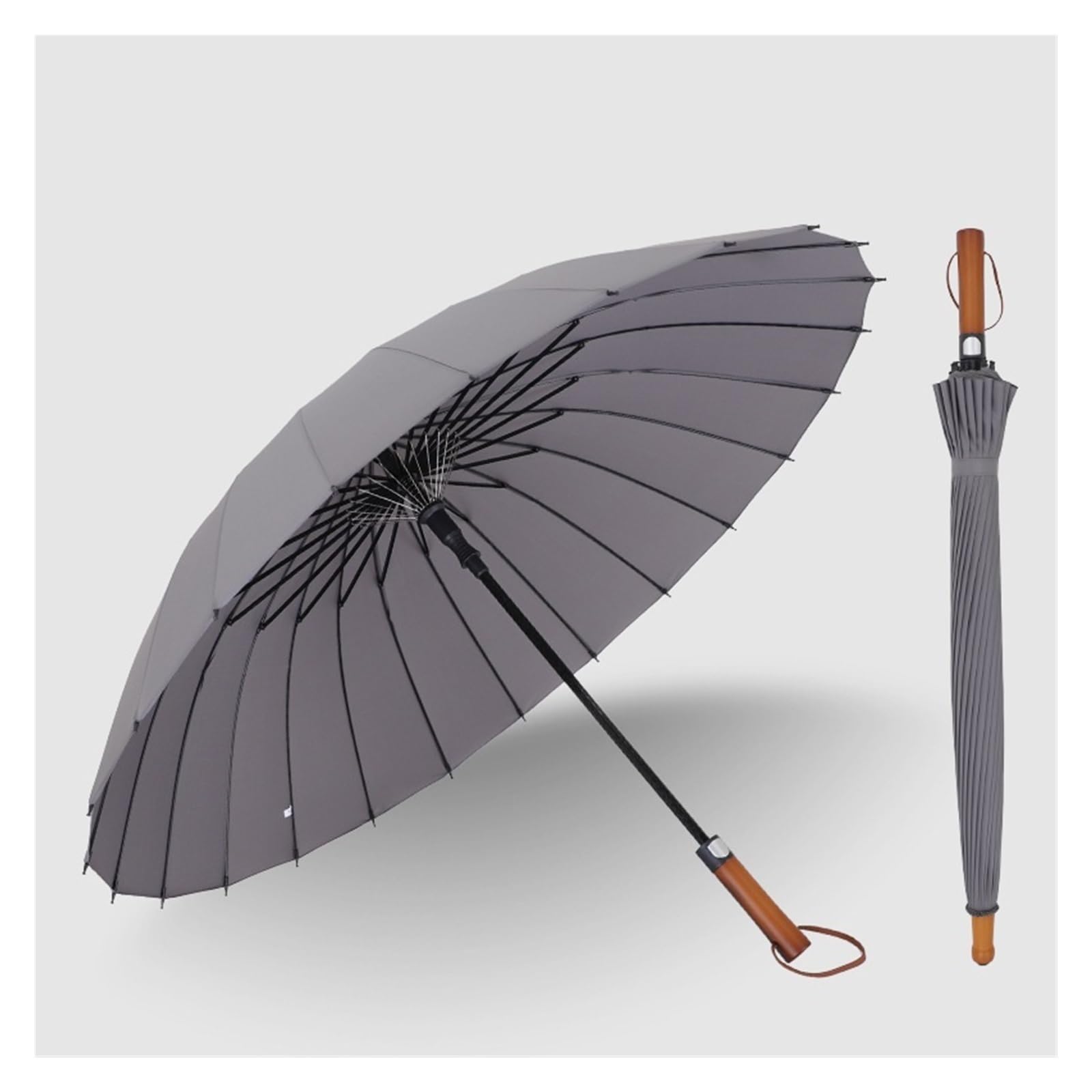 eexbz Umbrellas for Rain 24-Bone Wooden Handle Straight Umbrella Simple Large Umbrella Long Handle Umbrella Strong Umbrella for Wind and Rain(A)