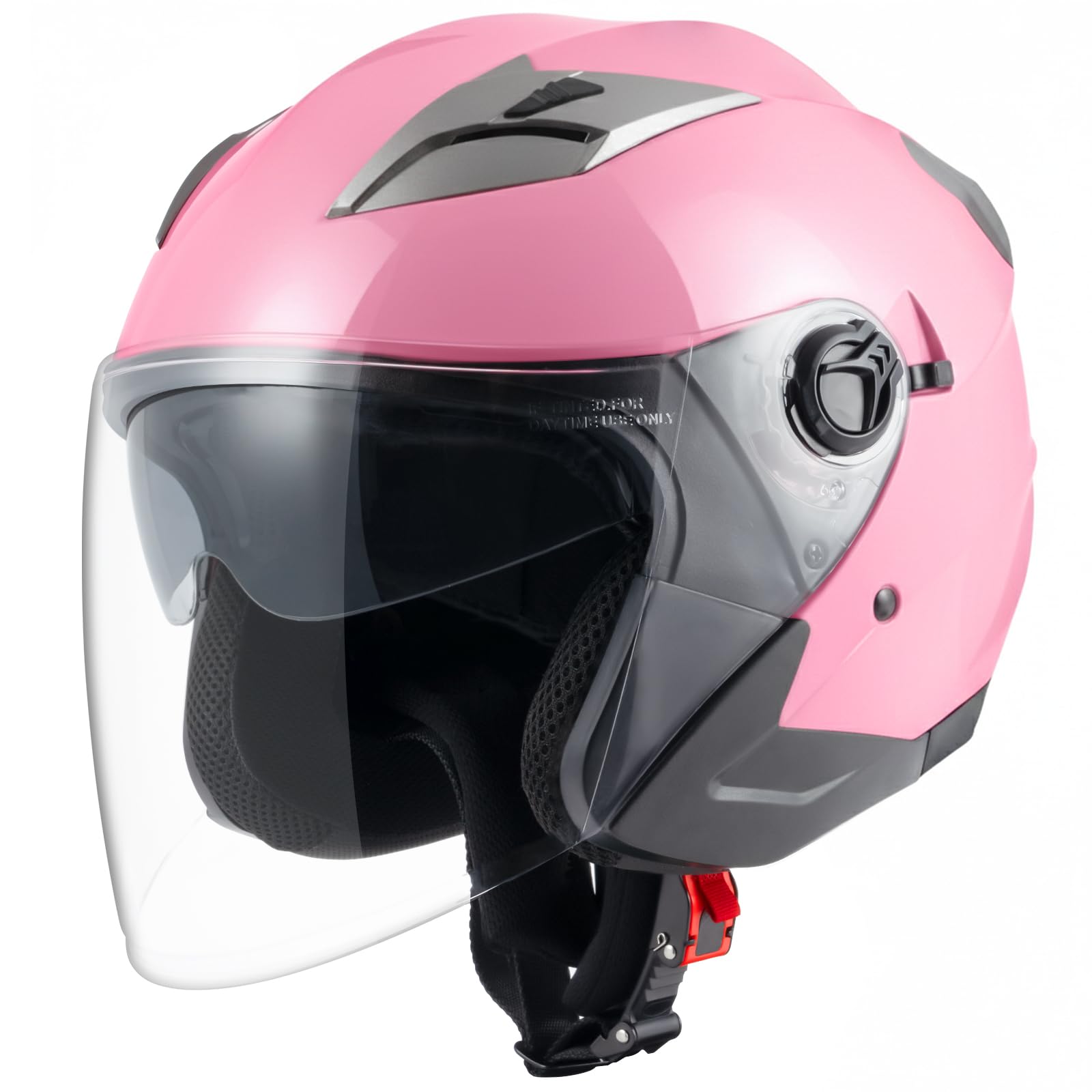 SanQing 3/4 Motorcycle Helmet Open Face Double Visor (Pink)