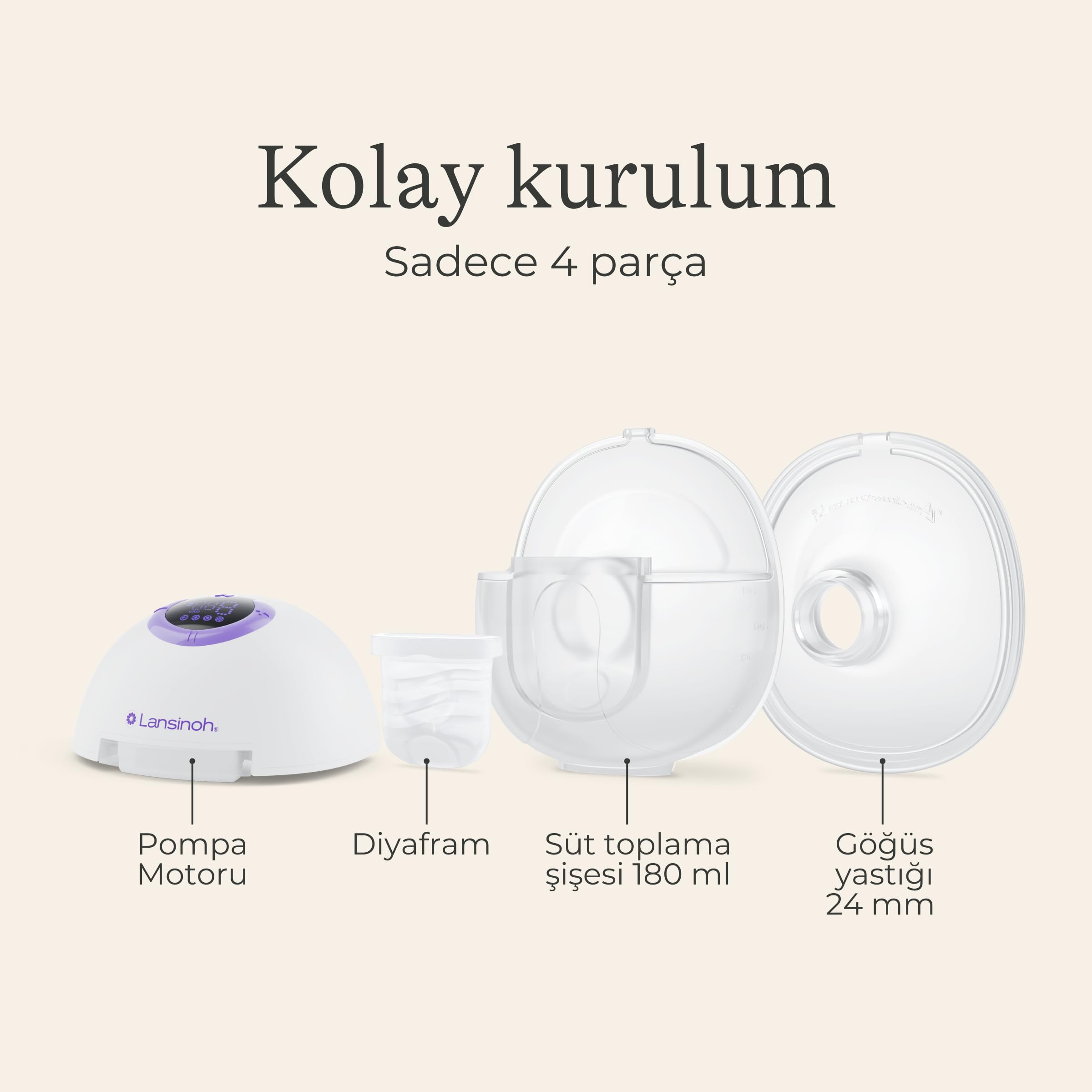 Lansinoh - Tire-lait Mains-libres Double - Discret Sans Fil - 4 Modes & 9 Niveaux Personnalisés - Écran LED avec Mémoire - Batterie Rechargeable Longue Autonomie - Confort mains libres au quotidien