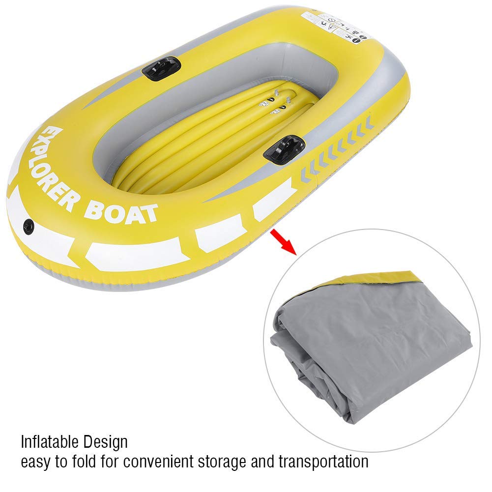 Bateau Gonflable, Porteur de 90KG pour 2 Personnes avec Supports de Pagaie, Bateau à Pagaie Inflatable pour Loisirs Nautiques Familiaux, Pêche et Activités en Eau Calme