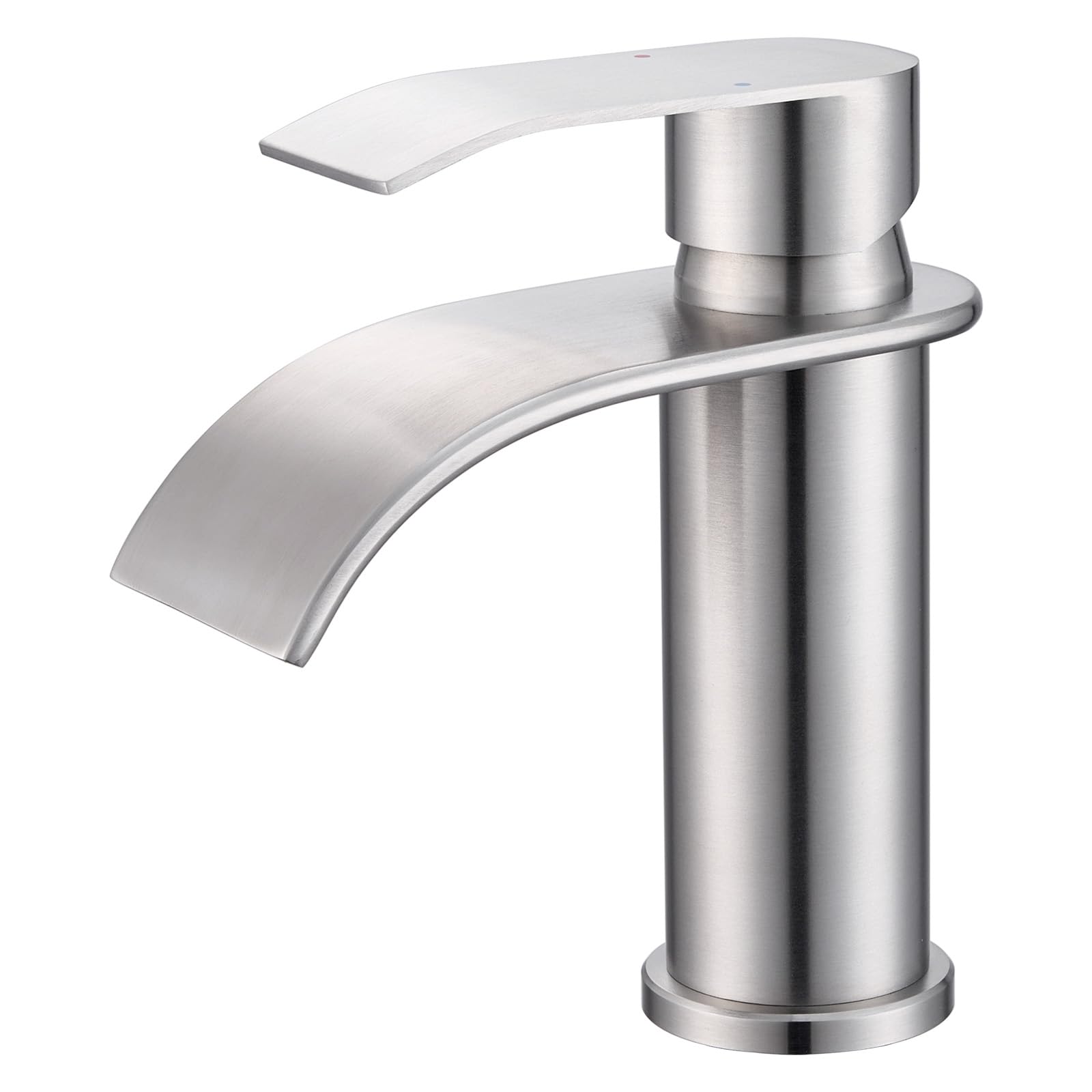 CECIPA Rubinetto Bagno Lavabo Spazzolato a Cascata, Miscelatore Lavabo con Becco Altezza 8,6cm, Rubinetto Lavandino Bagno in Acciaio Inox 304