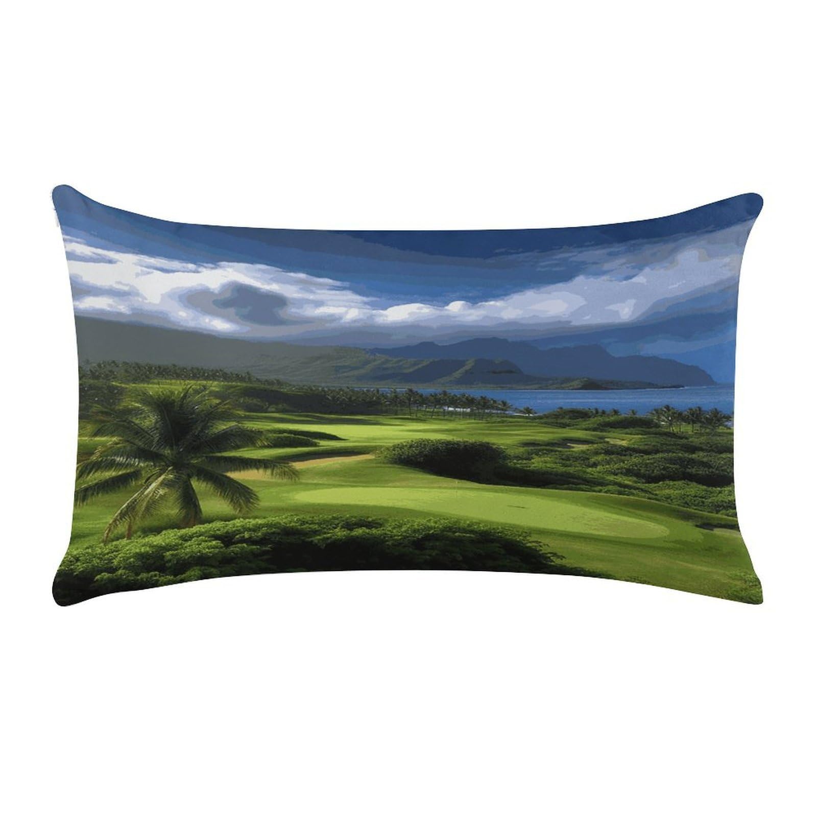 Wsoihfec Style Scenic Hawaii Golf Tropicalcushion Case Throw Pillow Cover