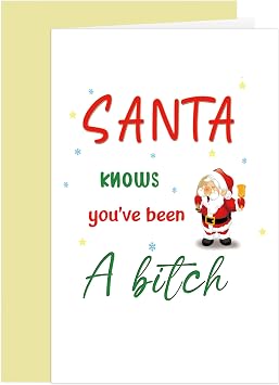 Adult Christmas Card, Cheeky Holiday Gift Idea, Funny Xmas Card for Her Sister Friend, Humor Christmas Santa Card