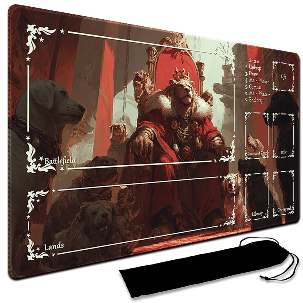 Large Art Gaming Playmat with Carrying bag, Custom Design Card Game Mat for mtg Playmat, Suture the edges,Compatible with Standard Card Sleeves 60CM x 35CM (With Zone,5)
