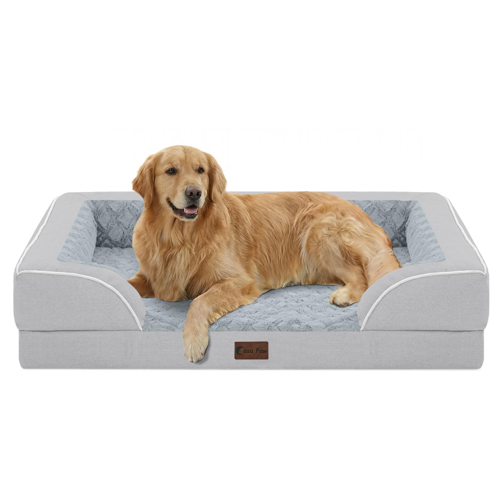 Casa Paw Orthopedic Dog Beds for Extra Large Sized Dogs, Waterproof Memory Foam XL Pet Bed with Sides 42x30Inch, Non-Slip and Egg-Crate Foam Big Dog