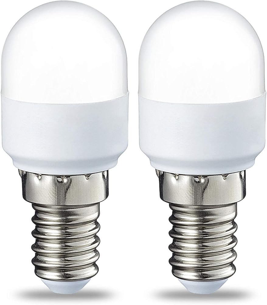 Amazon Basics Lot de 2 ampoules LED pour réfrigérateur T25 Culot E14 1.7 W (équivalent 15 W) Blanc chaud Intensité non variable