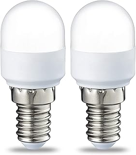 Amazon Basics Bombilla E14 de nevera T25 tipo LED, 1.7W (equivalente a 15 W), Blanco Cálido, no regulable, paquete de 2