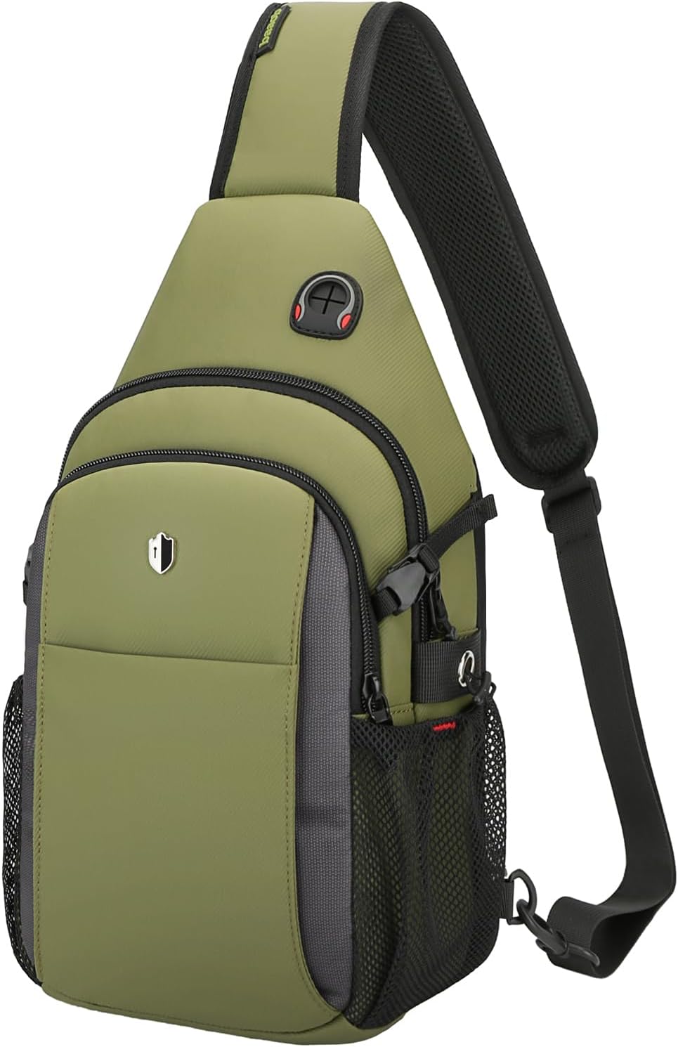 Anti-Theft Sling Bag for Men&Women, Water Resistant Crossbody Mini Backpack, Travel Hiking Chest Pack Fits iPad & Switch 2 (Army green-Side Pocket) | Mens Crossbody Bag, Versatile Daypack, lightweight, Built-in Audio Port, Reversible Strap, Tough & Splashproof