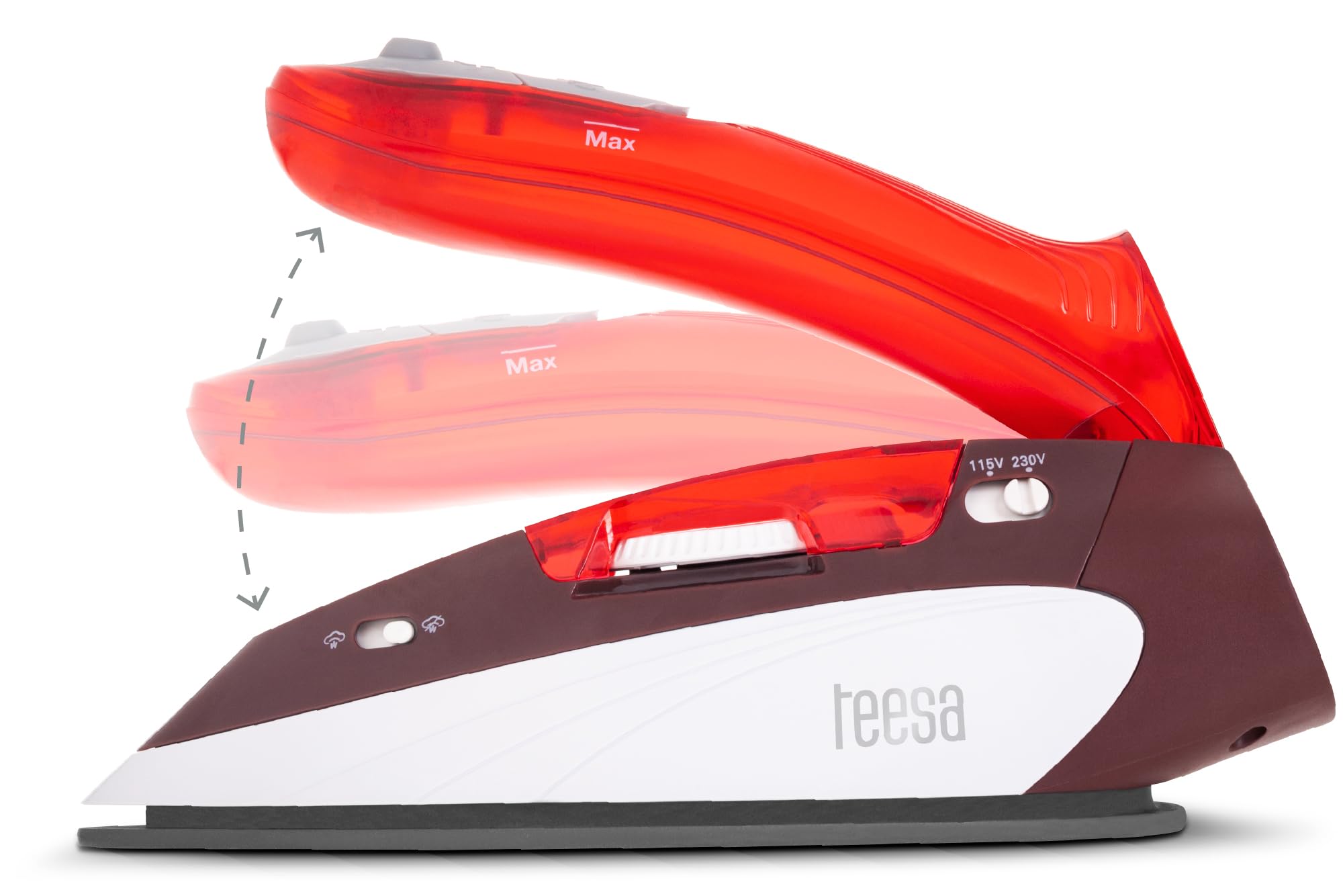 Teesa SLIDE TRAVEL 1100 - Ferro da stiro da viaggio, colore: Rosso/Bianco/Grigio