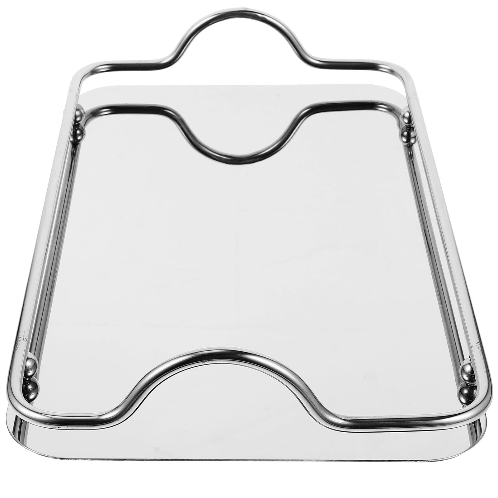 CALLARON Vassoio Rettangolare Design Elegante e Lucido Manici in Acciaio Inossidabile per Servizio Caffè per Uso Quotidiano in Casa e Soggiorno