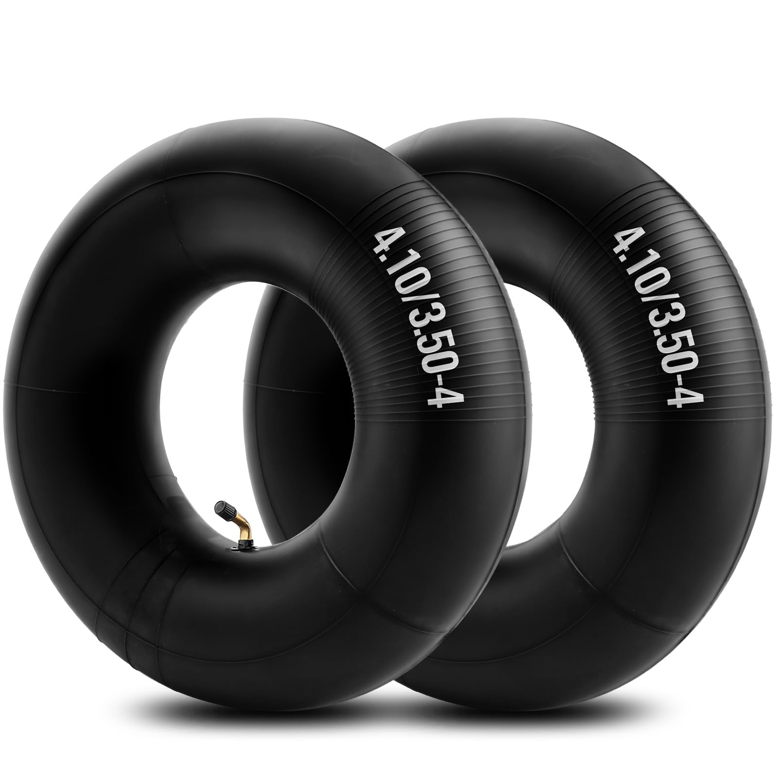 4.10/3.50-4" Inner Tubes with TR-87 Bent Valve Stem, 2 Pack Heavy Duty Replacement Inner Tube for Wheelbarrow, Lawn Mover, Hand Trucks, Garden Carts, Tractor, Dolly