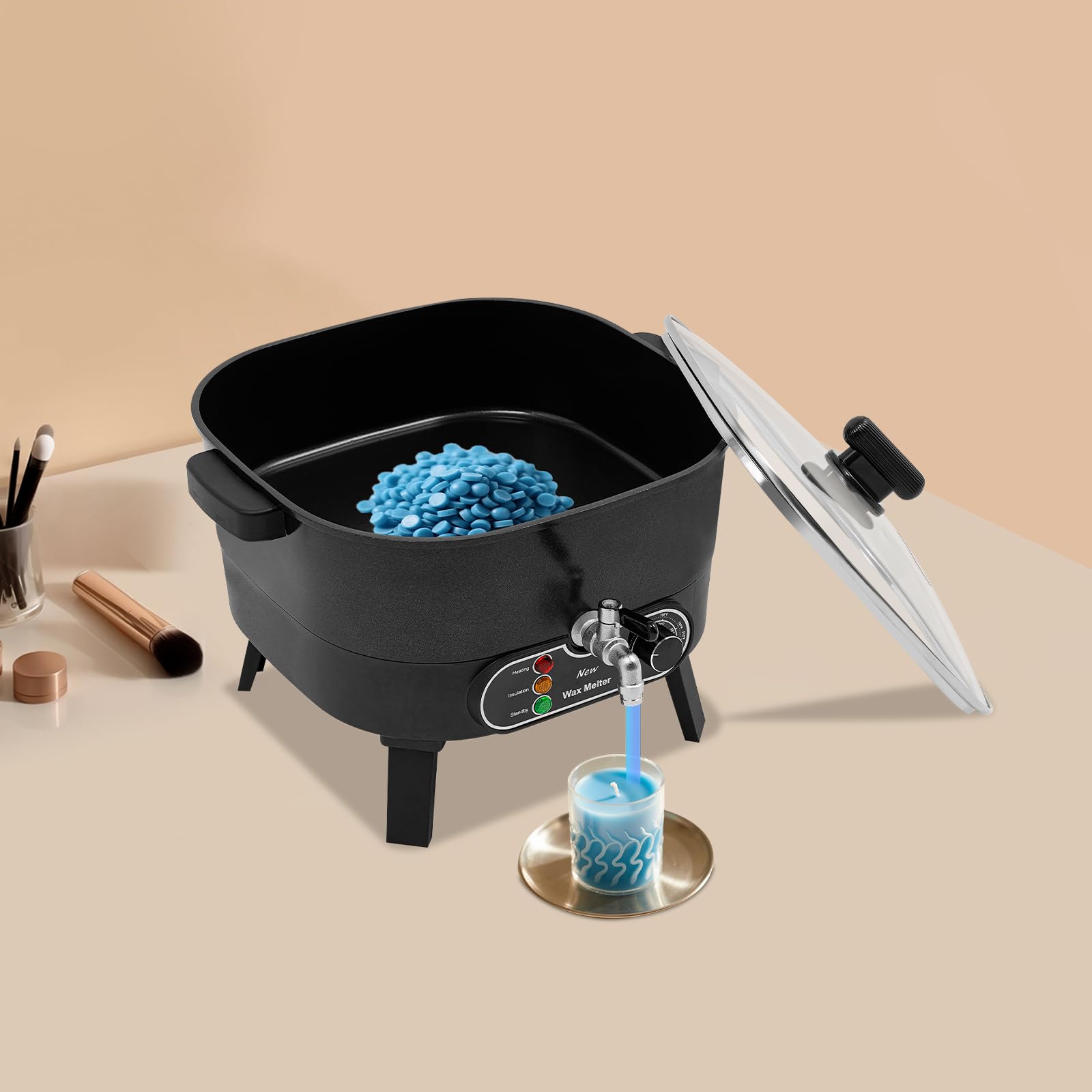 Juego de velas ajustables para fundir la cera, calentador de cera, calentador de cera, olla de fusión, olla de cera para fundir, control preciso para diferentes tipos de cera