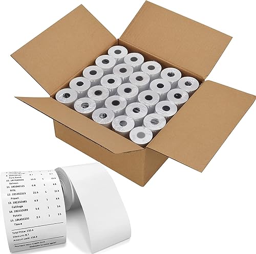 Muotich Rollos de papel térmico de 3 18 x 119 pulgadas, papel de impresora térmica de recibos, caja registradora, paquete de 50 unidades Muotich Rollos de papel térmico de 3 18 x 119 pulgadas, papel de impresora térmica de recibos, caja registradora, paquete de 50 unidades